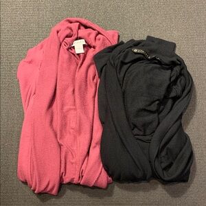 Athleta Pranayama Wrap Cardigan Lot of 2‎ Size XS Black Victorian Berry #777944